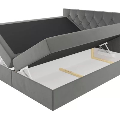 Boxspringbett TIBOR – 120 x 220 cm, grau + GRATIS Matratzenauflage