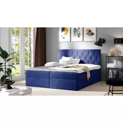 Boxspringbett TIBOR – 120 x 220 cm, blau + GRATIS Matratzenauflage