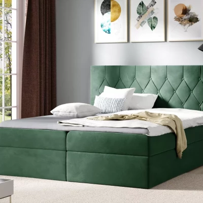 Boxspringbett TIBOR – 120 x 220 cm, grün + GRATIS Matratzenauflage