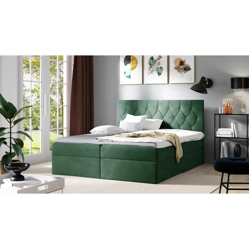 Boxspringbett TIBOR – 120 x 220 cm, grün + GRATIS Matratzenauflage