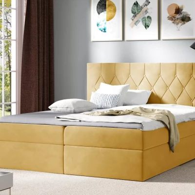 Boxspringbett TIBOR – 120 x 220 cm, gelb + GRATIS Matratzenauflage