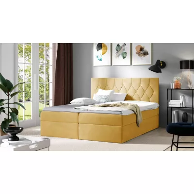 Boxspringbett TIBOR – 120 x 220 cm, gelb + GRATIS Matratzenauflage