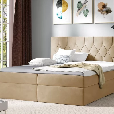 Boxspringbett TIBOR – 120 x 220 cm, beige + GRATIS Matratzenauflage