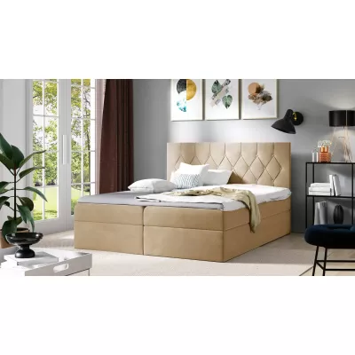Boxspringbett TIBOR – 120 x 220 cm, beige + GRATIS Matratzenauflage