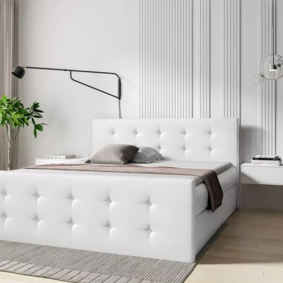 Bett SCARLETT – 120 x 220 cm, weißes Öko-Leder + GRATIS Matratzenauflage