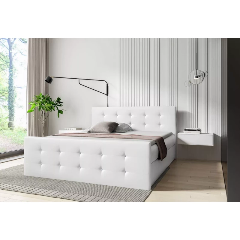 Bett SCARLETT – 120 x 220 cm, weißes Öko-Leder + GRATIS Matratzenauflage