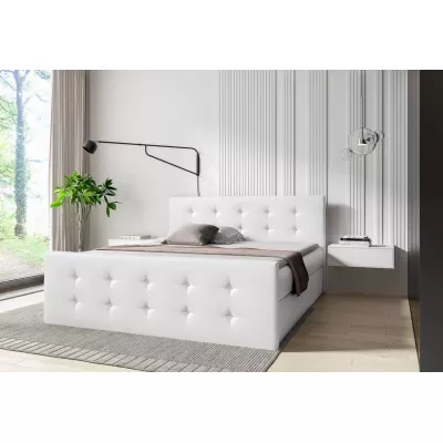 Bett SCARLETT – 120 x 220 cm, weißes Öko-Leder + GRATIS Matratzenauflage