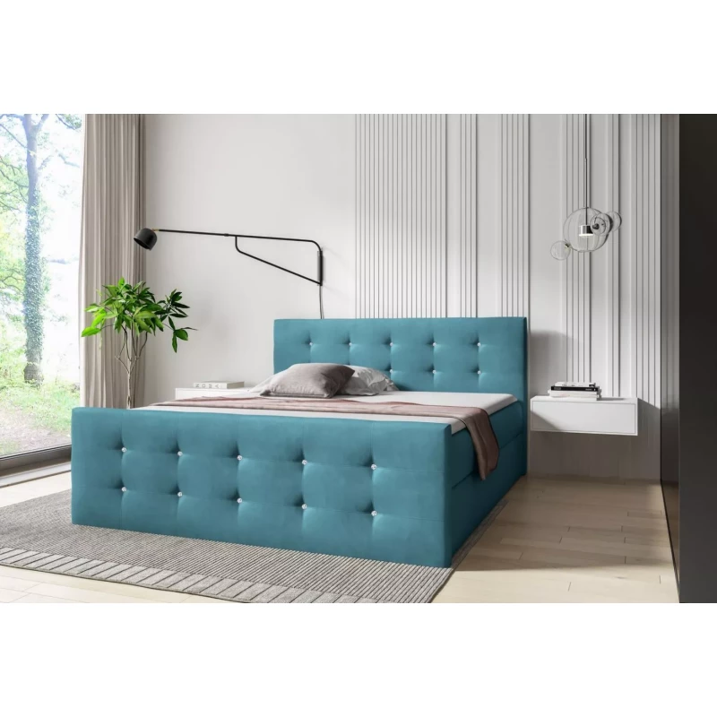 Bett SCARLETT – 120 x 220 cm, blau + GRATIS Matratzenauflage