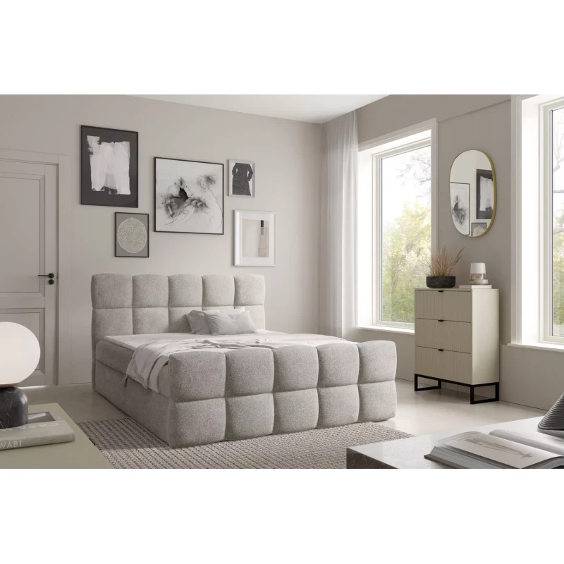 Continental-Bett 120x220 ISEMBARD - Platingrau + Matratzenauflage