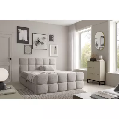 Continental-Bett 120x220 ISEMBARD - Platingrau + Matratzenauflage