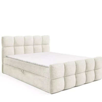 Kontinentales Bett 120x220 ISEMBARD - Creme + Matratzenauflage
