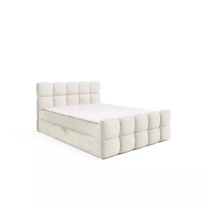Kontinentales Bett 120x220 ISEMBARD - Creme + Matratzenauflage