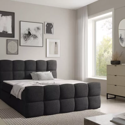 Continental-Bett 120x220 ISEMBARD - schwarz + Matratzenauflage