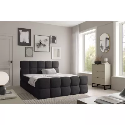 Continental-Bett 120x220 ISEMBARD - schwarz + Matratzenauflage