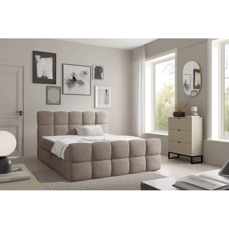 Continental-Bett 120x220 ISEMBARD - grau + Matratzenauflage