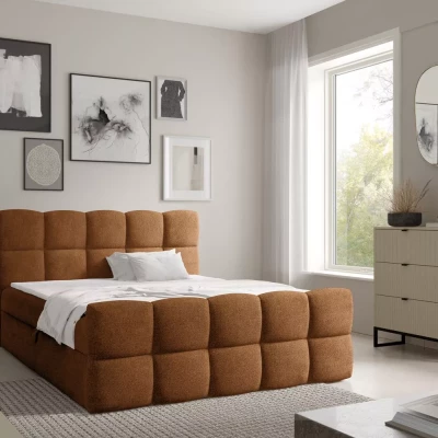 Continental-Bett 120x220 ISEMBARD - braun + Matratzenauflage