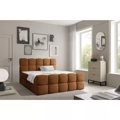 Continental-Bett 120x220 ISEMBARD - braun + Matratzenauflage