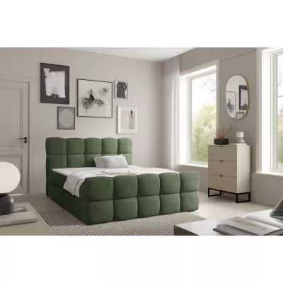 Kontinentales Bett 120x220 ISEMBARD - Flaschengrün + Matratzenauflage