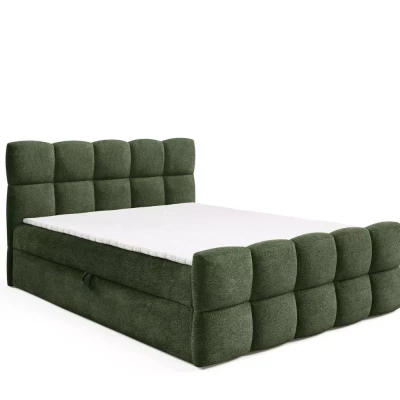 Kontinentales Bett 120x220 ISEMBARD - Flaschengrün + Matratzenauflage