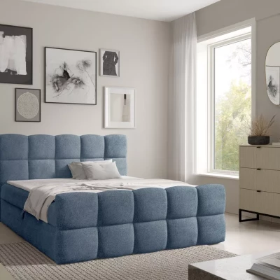 Continental-Bett 120x220 ISEMBARD - blau + Matratzenauflage
