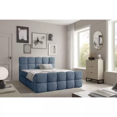 Continental-Bett 120x220 ISEMBARD - blau + Matratzenauflage