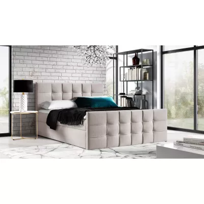 Gepolstertes Boxspringbett IVANA 1 LUX – 120 x 220 cm, beige + GRATIS Matratzenauflage