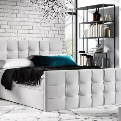Gepolstertes Boxspringbett IVANA 1 LUX – 120 x 220 cm, Hellgrau + GRATIS Matratzenauflage