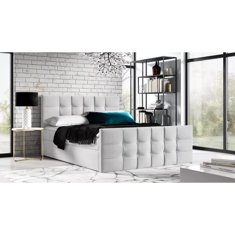 Gepolstertes Boxspringbett IVANA 1 LUX – 120 x 220 cm, Hellgrau + GRATIS Matratzenauflage