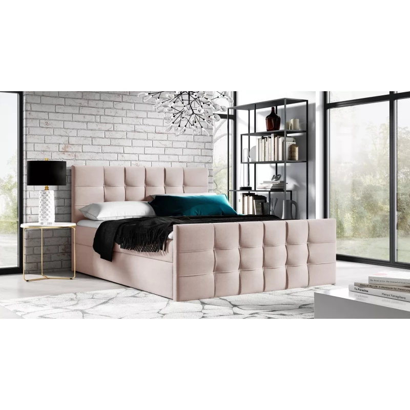 Gepolstertes Boxspringbett IVANA 1 LUX – 120 x 220 cm, rosa + GRATIS Matratzenauflage