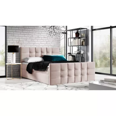 Gepolstertes Boxspringbett IVANA 1 LUX – 120 x 220 cm, rosa + GRATIS Matratzenauflage