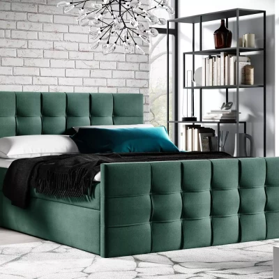 Gepolstertes Boxspringbett IVANA 1 LUX – 120 x 220 cm, grün + GRATIS Matratzenauflage