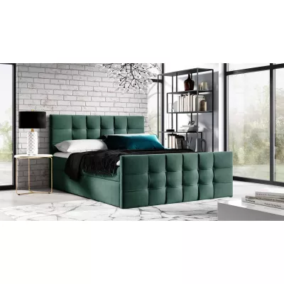 Gepolstertes Boxspringbett IVANA 1 LUX – 120 x 220 cm, grün + GRATIS Matratzenauflage