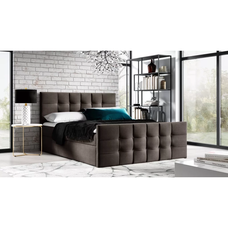 Gepolstertes Boxspringbett IVANA 1 LUX – 120 x 220 cm, braun + GRATIS Matratzenauflage