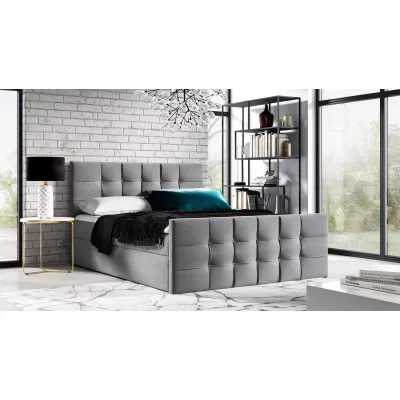 Gepolstertes Boxspringbett IVANA 1 LUX – 120 x 220 cm, grau + GRATIS Matratzenauflage