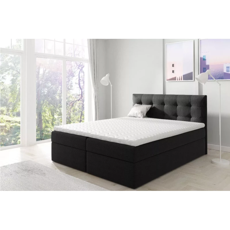 Gepolstertes Boxspringbett 120x220 IVANA 1 - schwarz + GRATIS Matratzenauflage