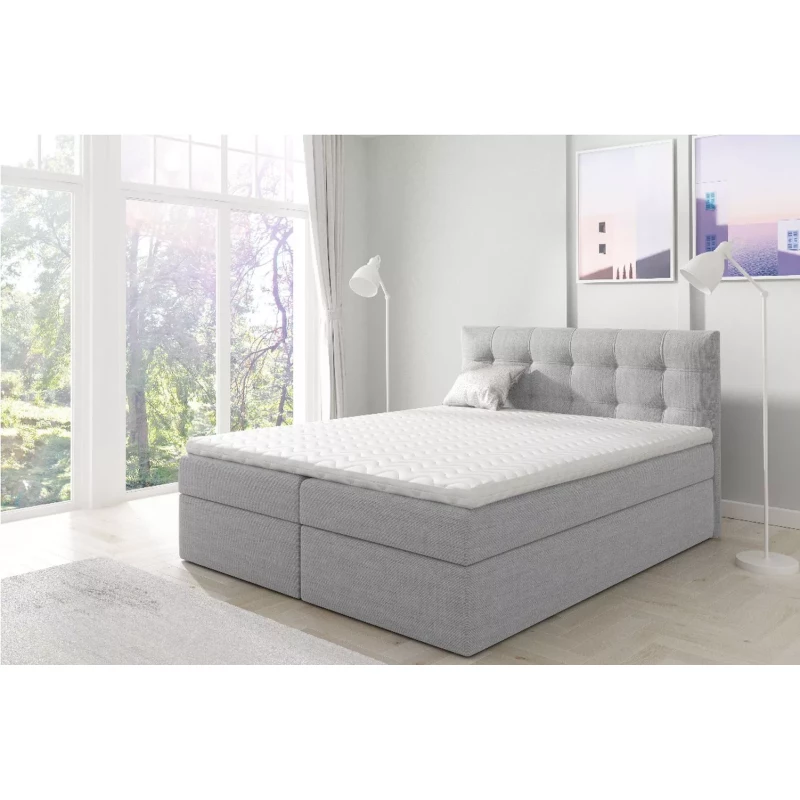 Gepolstertes Boxspringbett 120x220 IVANA 1 - grau + GRATIS Matratzenauflage