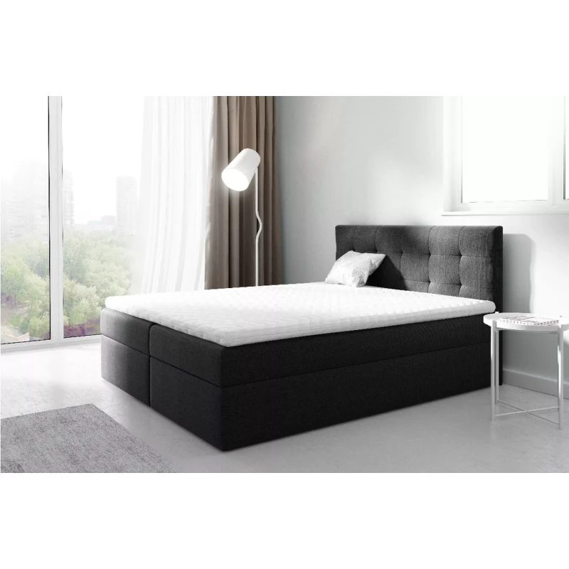 Gepolstertes Boxspringbett 120x220 IVANA 2 - schwarz + GRATIS Matratzenauflage