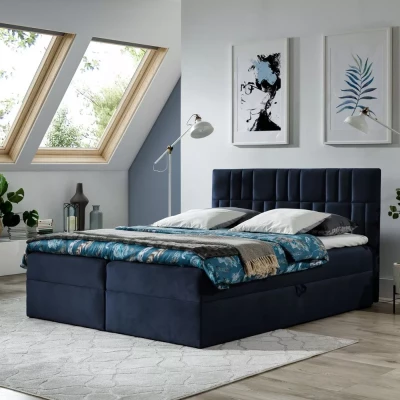 Bettgestell 120x220 IVANA 3 - Dunkelblau + GRATIS Matratzenauflage