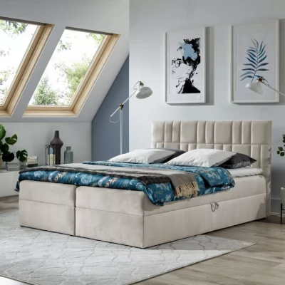 Kontinentales Bett 120x220 IVANA 3 - Beige + GRATIS Matratzenauflage