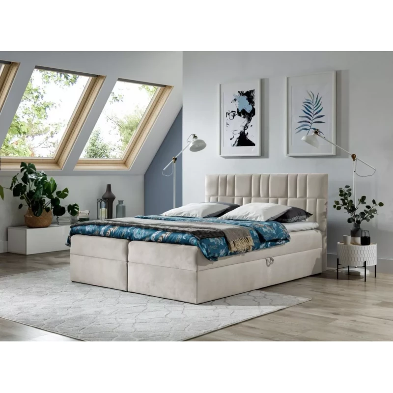 Kontinentales Bett 120x220 IVANA 3 - Beige + GRATIS Matratzenauflage