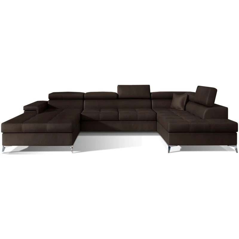 U-förmige Sofagarnitur MARIS – dunkelbraun, echtes Design