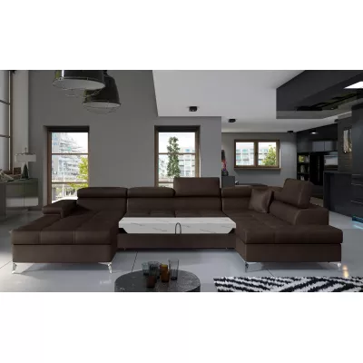 U-förmige Sofagarnitur MARIS – dunkelbraun, echtes Design