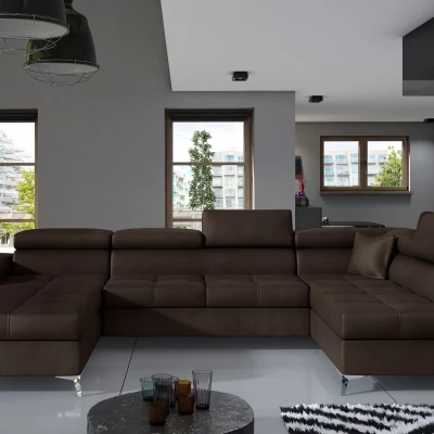 U-förmige Sofagarnitur MARIS – dunkelbraun, echtes Design