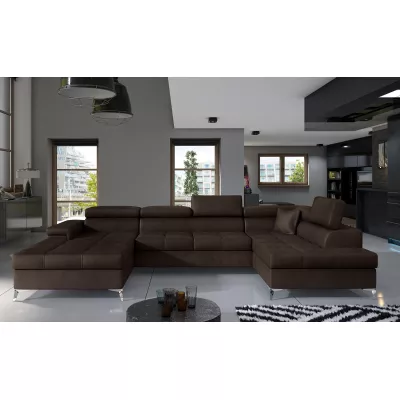 U-förmige Sofagarnitur MARIS – dunkelbraun, echtes Design