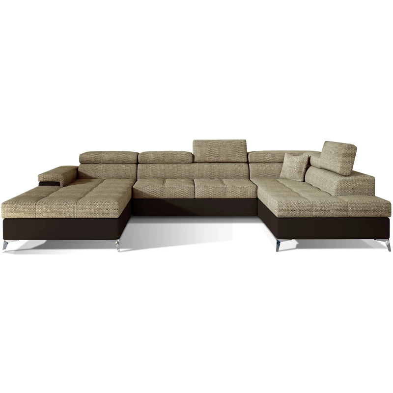 U-förmige Sofagarnitur MARIS – dunkelbeige/braun, echtes Design