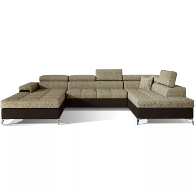U-förmige Sofagarnitur MARIS – dunkelbeige/braun, echtes Design