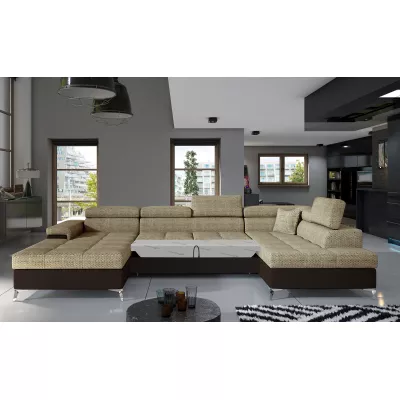 U-förmige Sofagarnitur MARIS – dunkelbeige/braun, echtes Design