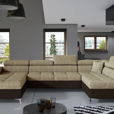 U-förmige Sofagarnitur MARIS – dunkelbeige/braun, echtes Design