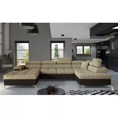 U-förmige Sofagarnitur MARIS – dunkelbeige/braun, echtes Design