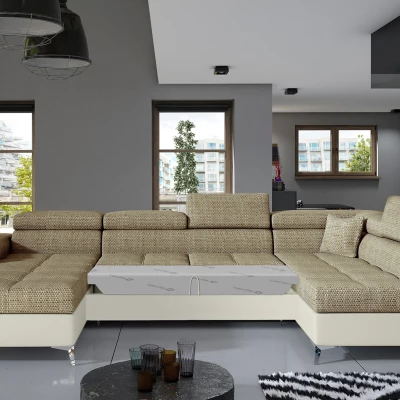 U-förmige Sofagarnitur MARIS – Dunkelbeige/Beige, rechte Ausführung